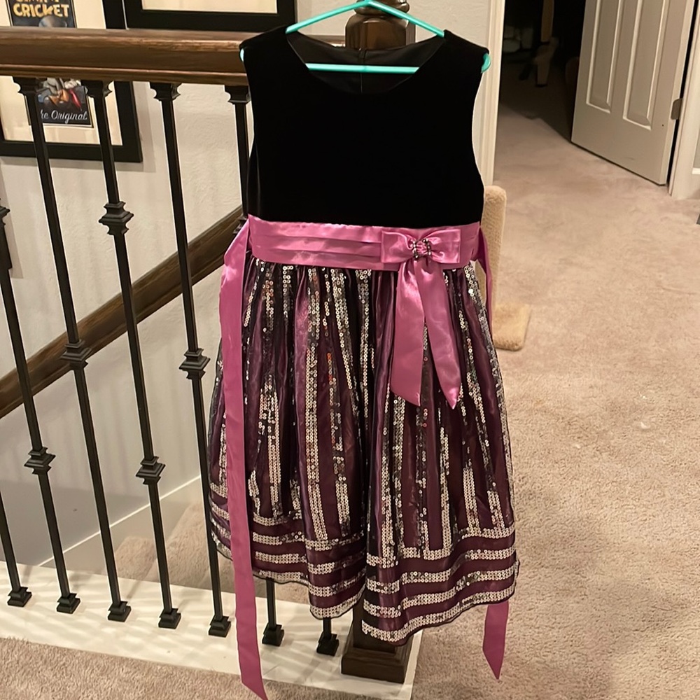 Black and purple formal kids dress